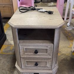 Farmhouse Nightstand with Charging Station