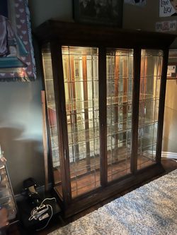 Oak curio cabinet