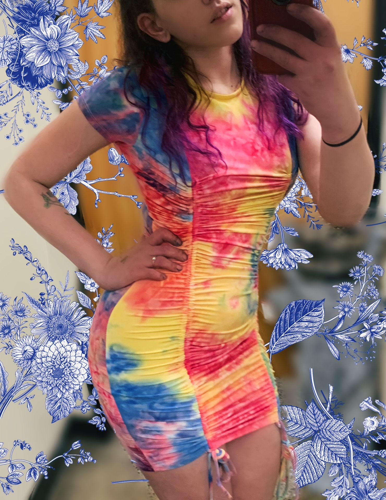 Heart Hips Tie Dye Drawstring Dress