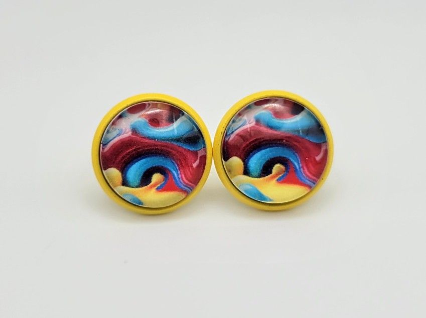 Yellow Swirl Stud Earrings