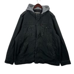 LEVIS Black And Gray Hooded Field Jacket Size XXL