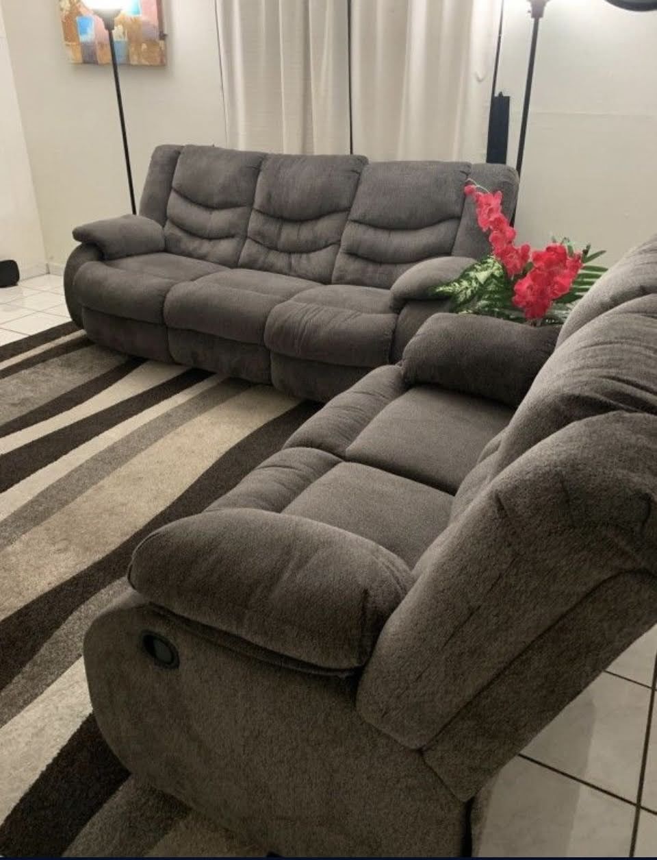 Tulen Gray Manual Reclining Sofa & Loveseat