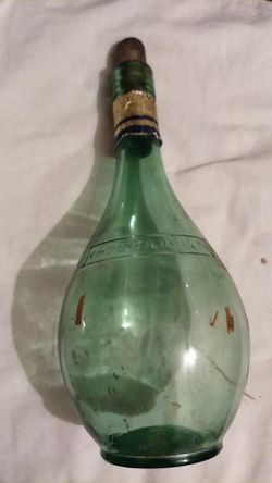 Rare vintage Italian green glass bottle with cork