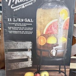 Mason  Glass Drink Dispenser with Stand