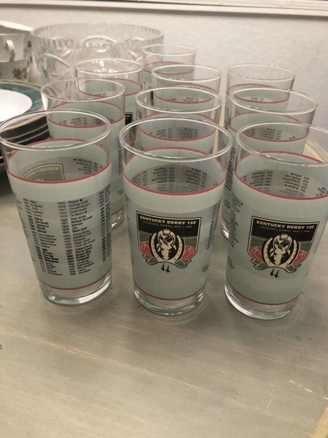 Kentucky Derby 130 Glasses Set of 10