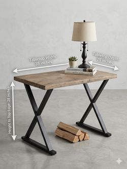 Custom Handmade Industrial X-Frame Table – Solid Wood