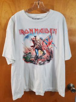 Iron Maiden Killers Eddie Graphic Band Tee White Size Large Heavy Metal Shirt