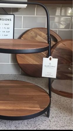 Beautiful - Wood & Steel Serving Stand (Brand New)