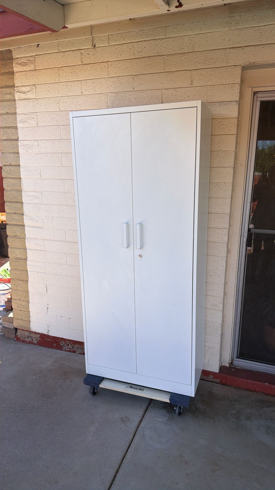 White Metal Cabinet. Office, Garage, Shed Or Work Shop Cabinet
