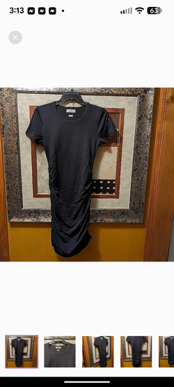 Babaton Contour Black Sheath Midi Dress Crew Neck Casual