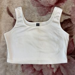 SHEIN White Ribbed Tank Top - Size L