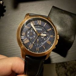 Grant Chronograph Navy Leather Watch