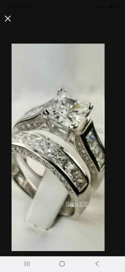 ❤Womens Wedding Engagement Ring Set Princess White Cz 925 Sterling Silver Sz 5-10❤️