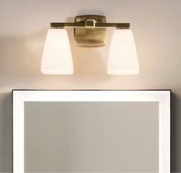 KICHLER Marant 14.25 in. 2-Light Vanity Light with Opal Glass in Champagne Bronze