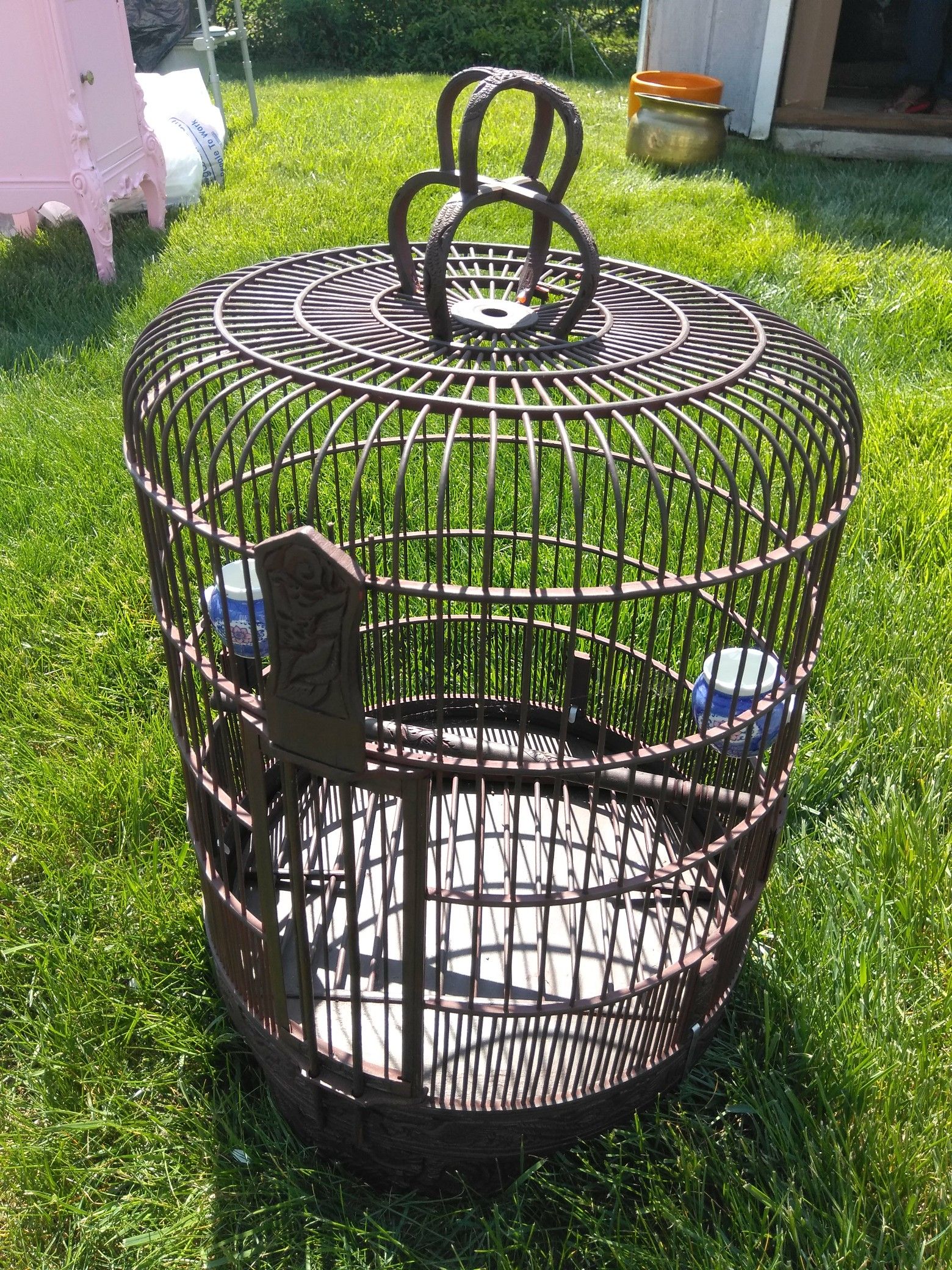 Decroctive Orential Teak Bird Cage