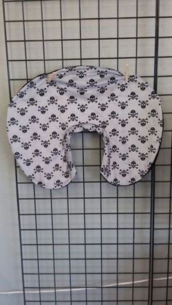 Baby boppy cover gray skulls minky