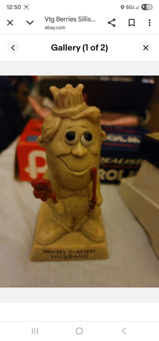 Vtg Berries Sillisculpt Figure World's Greatest Husband Handy Man Plumber 1970