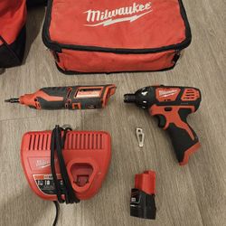 Milwaukee M12 Brushed Cordless Battery Operated Screwdriver Kit W/ Rotary Tool