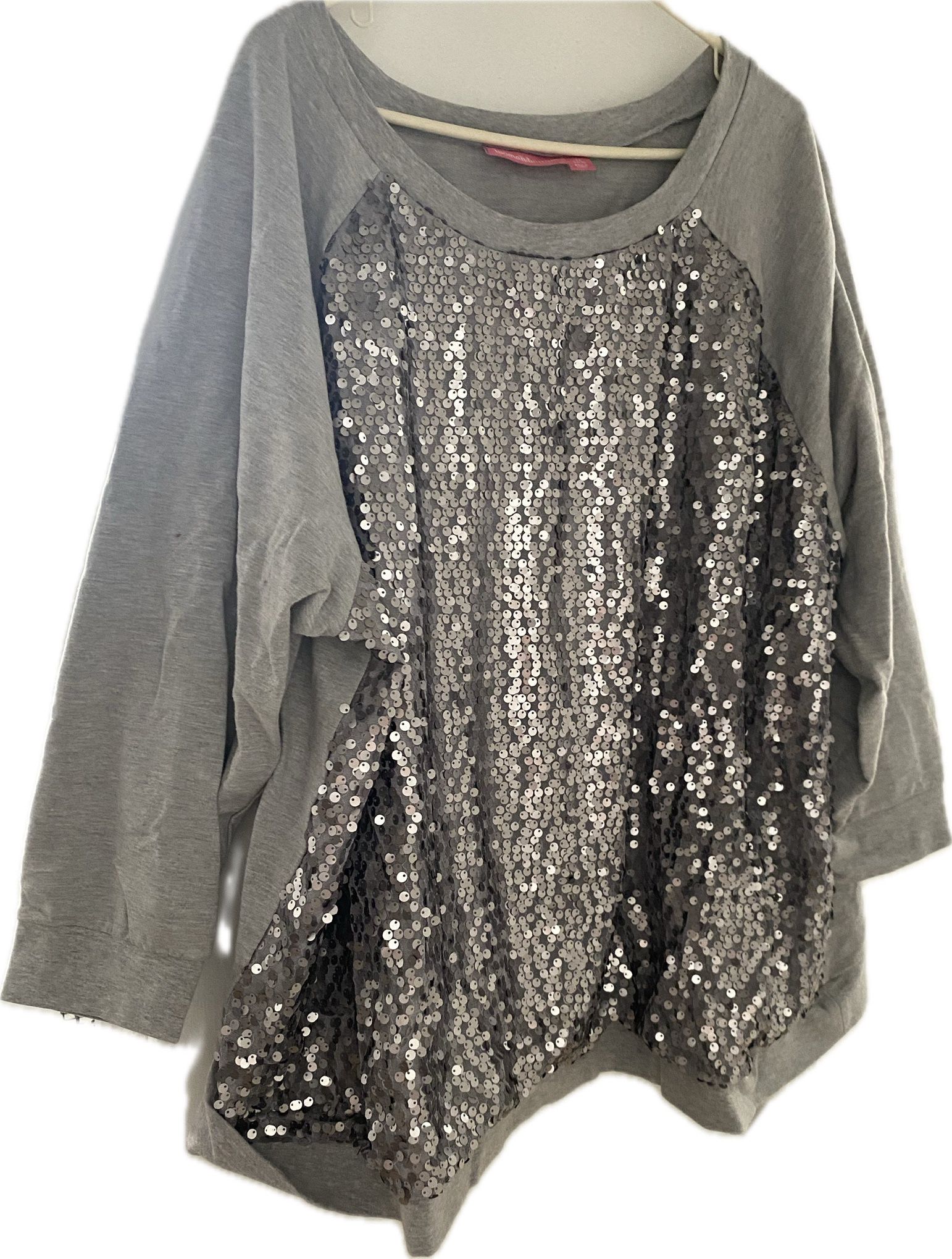 Silver Sequence Front Grey Cotton Blouse