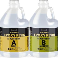 TAKIMO 1 Gallon 3×UV Resistant Resin Kit,No Bubble & Crystal Clear Epoxy Resin for Coating, Casting, Table Top,DIY, Bar Top, River Tables, Resin Art, 