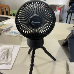 Portable Stroller Fan，20000mAh Desk Oscillating Fan Mini Handheld USB Personal Fan Rechargeable Battery Powered Flexible Tripod Clip On Fan with LED L