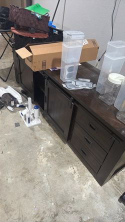 Dark Wood Cabinet with Drawers