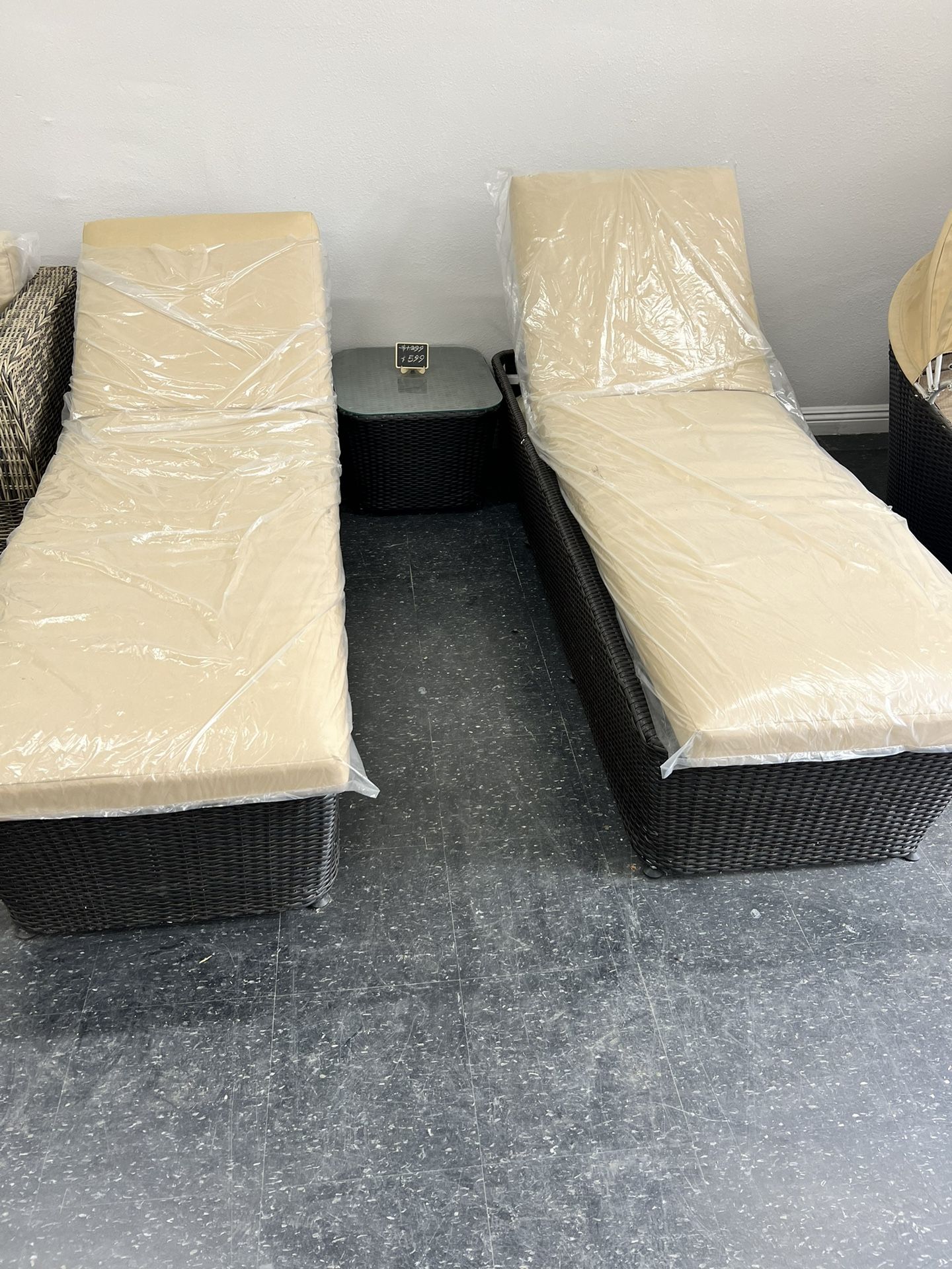 patio Furniture 3 piece Chaise Lounges For Poolside