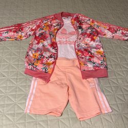 Girls Size 7-8 Adidas Outfit w/ Medium Jacket 
