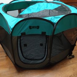 "RUFF N RUFFUS" Portable Pet Playpen. 33" X 33"  X 23". Top Zipper Open And A Side Zipper Opening. Lightweight. Carrying Case.  Perfect To Travel 