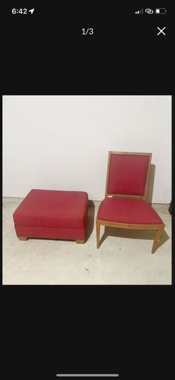 Teak Wood Chair And Ottoman