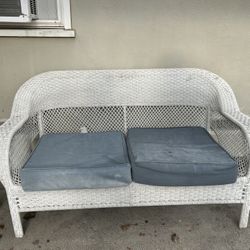 Wicker bench and chair
