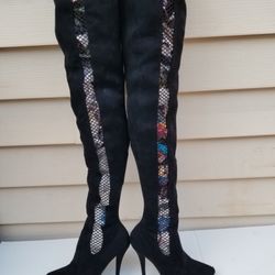 Ladies Dress Boots Size 6.5w , Black Half Side Zipper