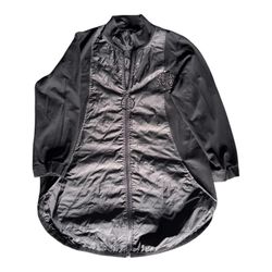 Darkwin black gothic jacket with silver hardware and rose pin. Size: L