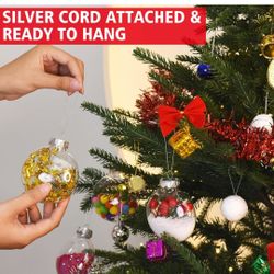 Clear Fillable Christmas Ball Ornaments with Silver Cord