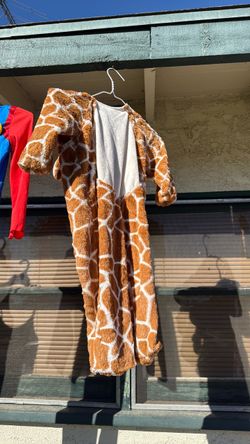 Giraffe Print Plush Costume Jumpsuit