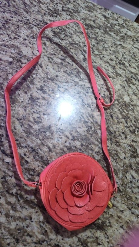 Charming Charlie Red Flower Purse