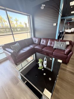 Sectional burgundy