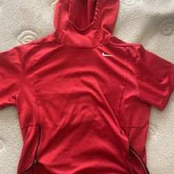 Red Nike Short Sleeve Hoodie