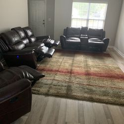 Recliner Sofa Set with Rug