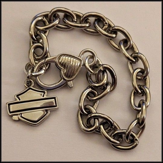 New Harley Davidson Motorcycles Bar & Shield Charm Bracelet Stainless Steel