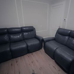 Black leather Sofa Three Seater & love Seat !