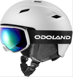 Odoland Ski Helmet and Goggles Set, Snowboard Helmet Glasses for Men,
