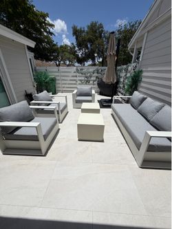 4 Piece Outdoor Patio Set Powder-Coated Aluminum