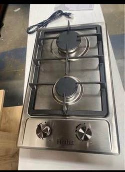 New 2 Burner Propane Gas Cooktop, 12" Inch LPG/NG Dual Fuel Built-in Gas Stove Top Stainless Steel