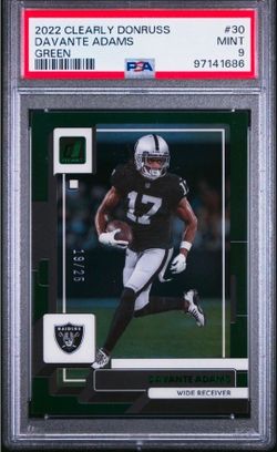 2022 PANINI CLEARLY LAS VEGAS RAIDERS DEVANTE ADAMS GREEN #/25 PSA 9 🔥💥🔥