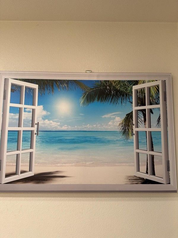 Window beach Picture frame. 48 X 32 X 1 1/2 inch thick.