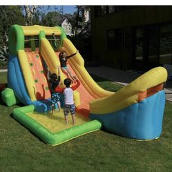 New In Box Splash into summer with the Inflatable Half Pipe water slide by Sportspwer! Kids can try to score a basketball shot as they slide down the 