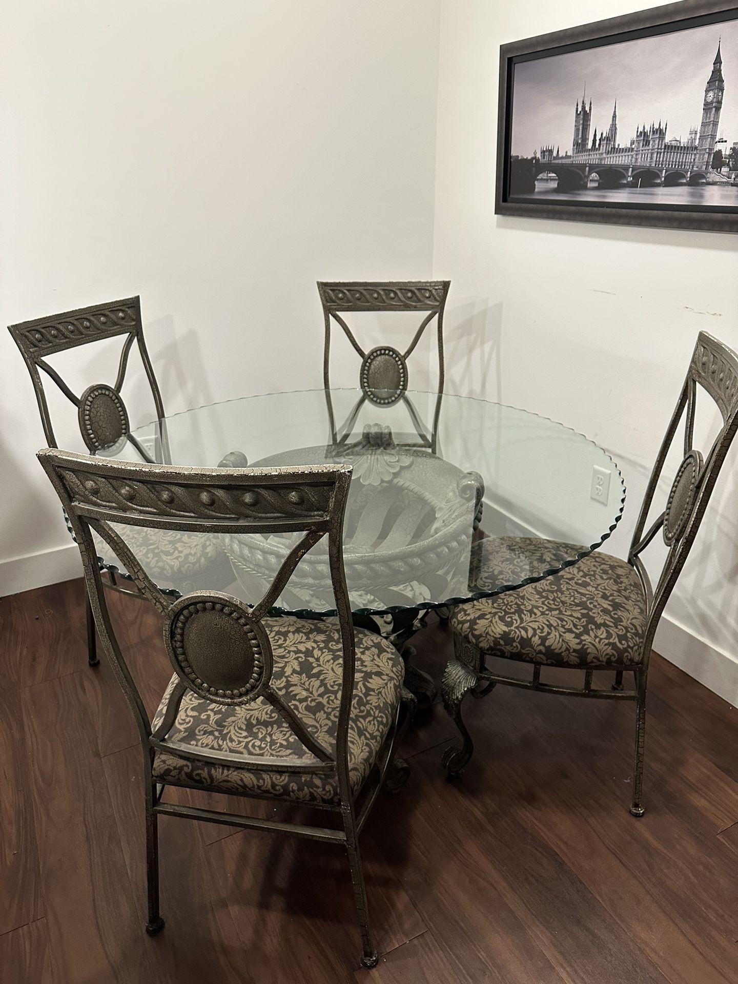 5 Piece Dining Set, Glass Top Table And Chair