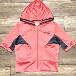 Vintage Adidas Pink Summer Tennis Golf Short Sleeve Track Jacket Hoodie Womens M