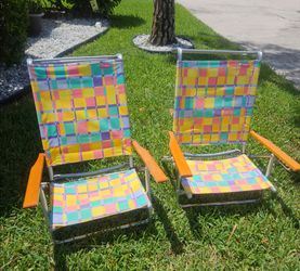2 RIO ADJUSTABLE BEACH CHAIRS